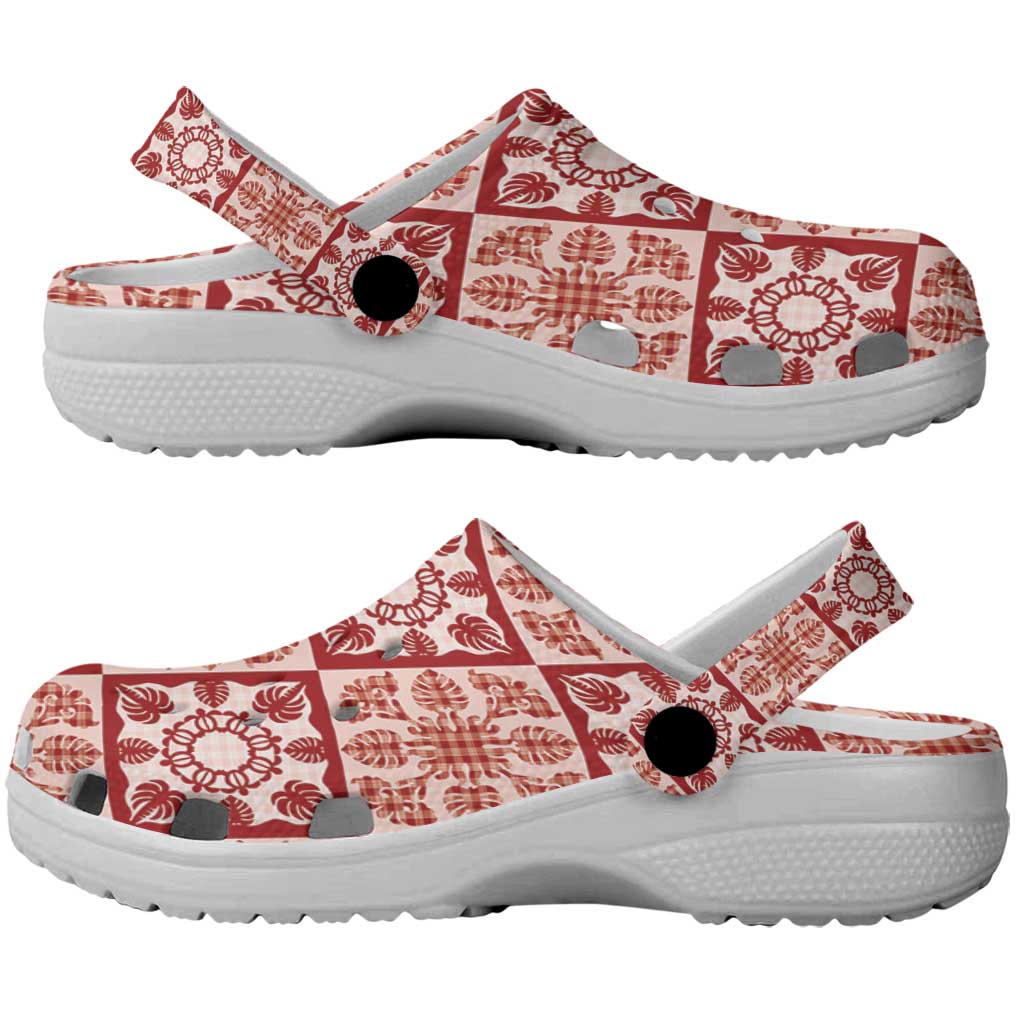 Ulaula Palaka Quilt Hawaii Clogs Shoes Hawaiian Tropical Monstera Sea Turtle