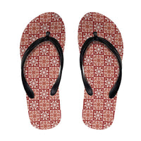 Ulaula Palaka Quilt Hawaii Flip Flops Hawaiian Tropical Monstera Sea Turtle