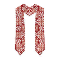 Ulaula Palaka Quilt Hawaii Graduation Stole Hawaiian Tropical Monstera Sea Turtle LT14 - Polynesian Pride