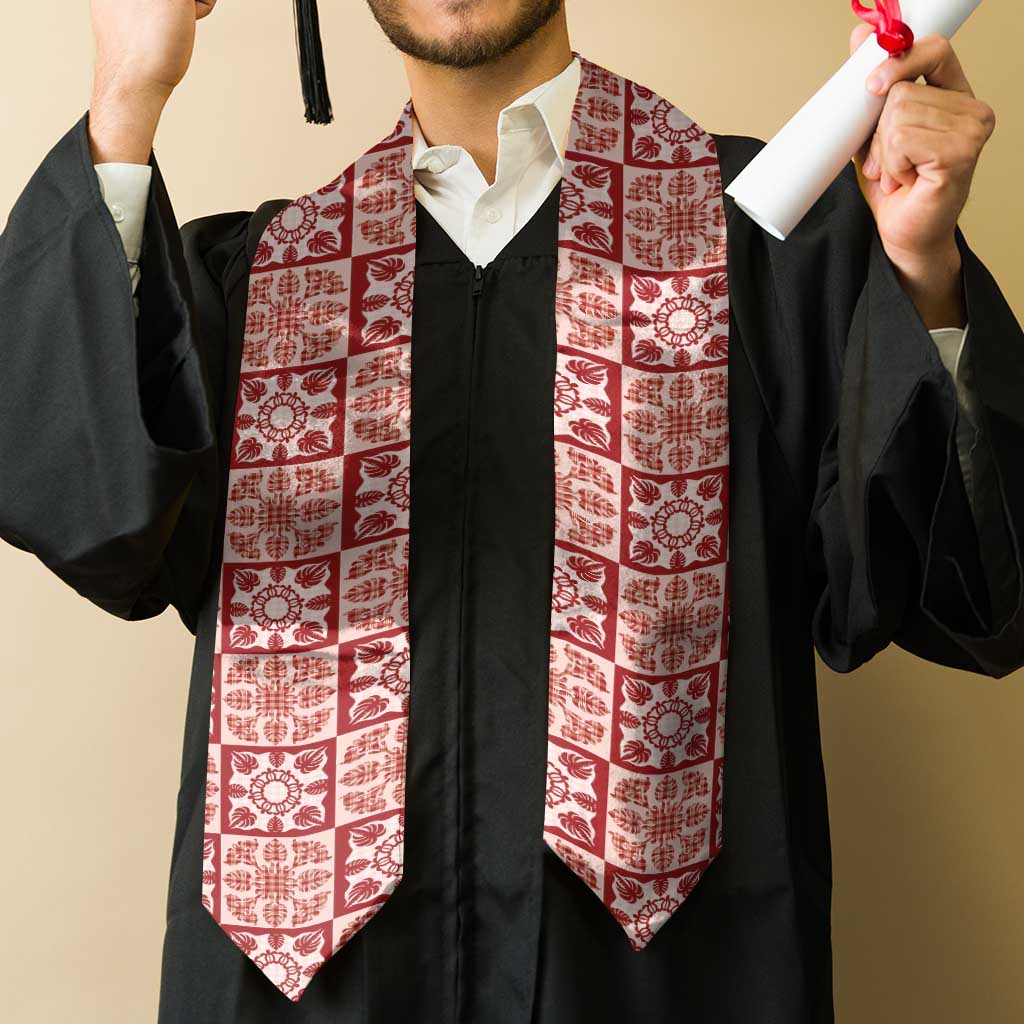Ulaula Palaka Quilt Hawaii Graduation Stole Hawaiian Tropical Monstera Sea Turtle LT14 - Polynesian Pride