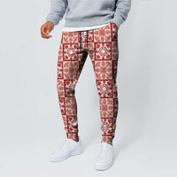 Ulaula Palaka Quilt Hawaii Jogger Pants Hawaiian Tropical Monstera Sea Turtle LT14 - Polynesian Pride
