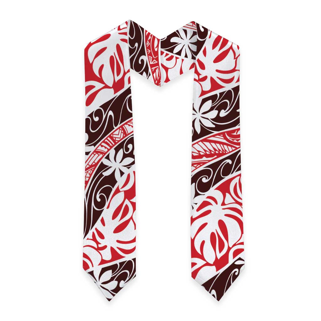 Uteute Tahiti Tiare Monstera Graduation Stole Polynesian Pattern Curve Style LT01 - Polynesian Pride