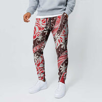 Uteute Tahiti Tiare Monstera Jogger Pants Polynesian Pattern Curve Style - Polynesian Pride