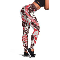 Uteute Tahiti Tiare Monstera Leggings Polynesian Pattern Curve Style - Polynesian Pride