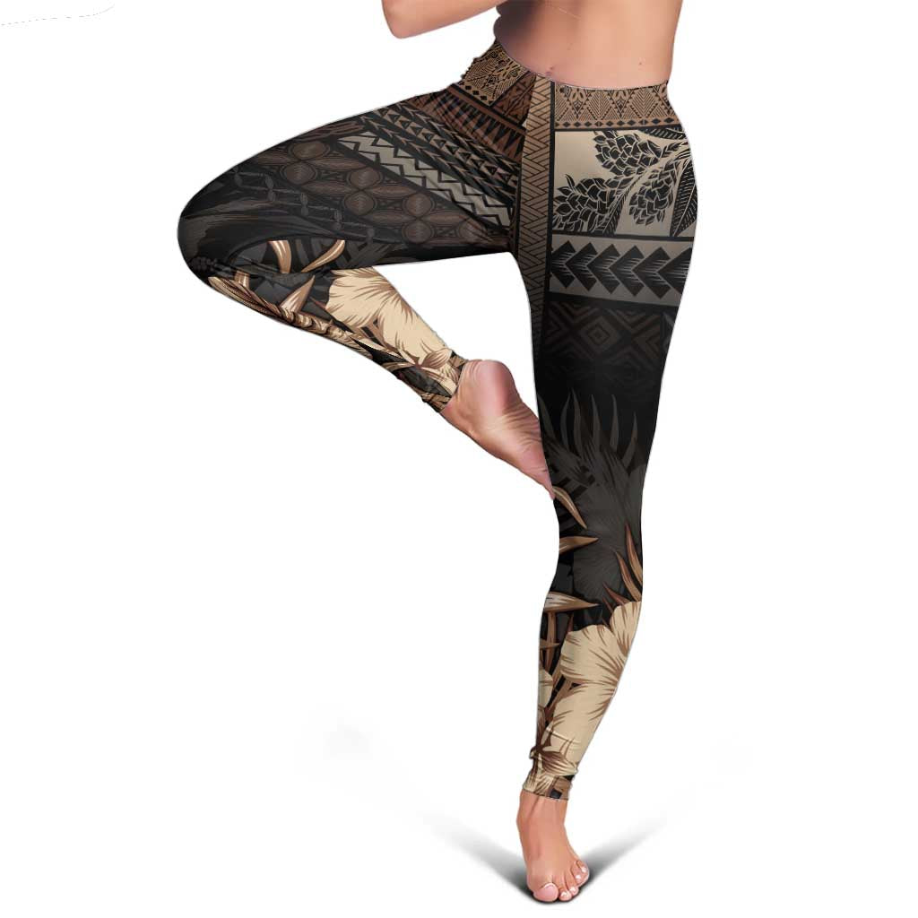 Vaiaso o le Gagana Samoa Leggings Siapo Motif Black