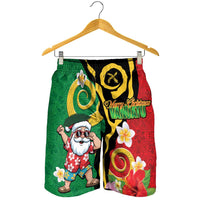 Vanuatu Christmas Shorts for Men Funny Santa with Namele and Boar Tusk Tribal - Polynesian Pride