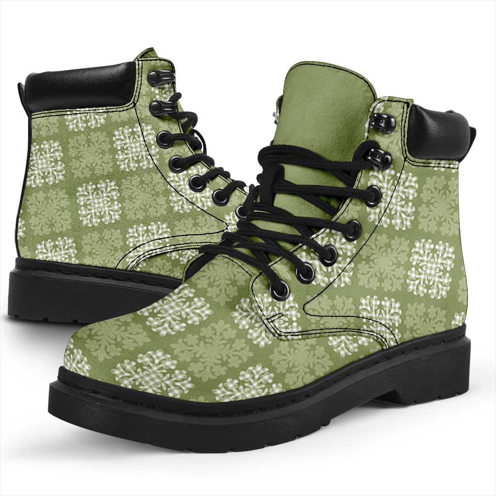 Vesuvian Green Palaka Quilt Hawaii All Season Boots Traditional Hawaii-plaid Pattern - Polynesian Pride