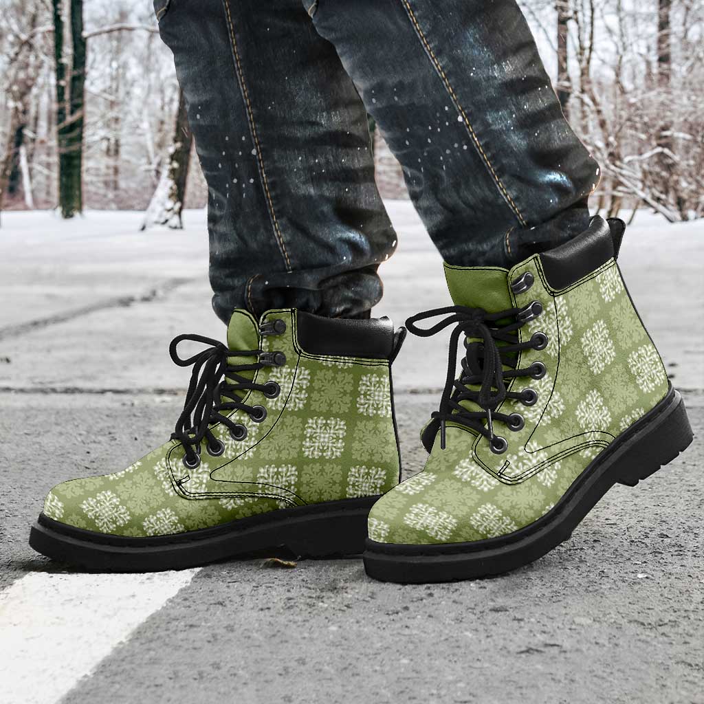 Vesuvian Green Palaka Quilt Hawaii All Season Boots Traditional Hawaii-plaid Pattern - Polynesian Pride