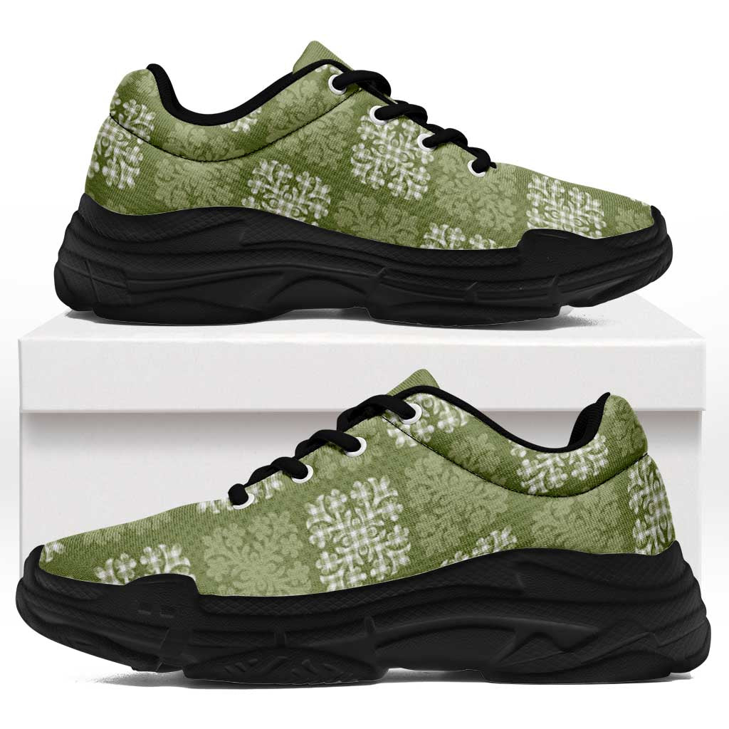 Vesuvian Green Palaka Quilt Hawaii Chunky Sneakers Traditional Hawaii-plaid Pattern LT14 Vesuvian Green - Polynesian Pride