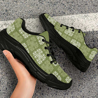 Vesuvian Green Palaka Quilt Hawaii Chunky Sneakers Traditional Hawaii-plaid Pattern LT14 - Polynesian Pride