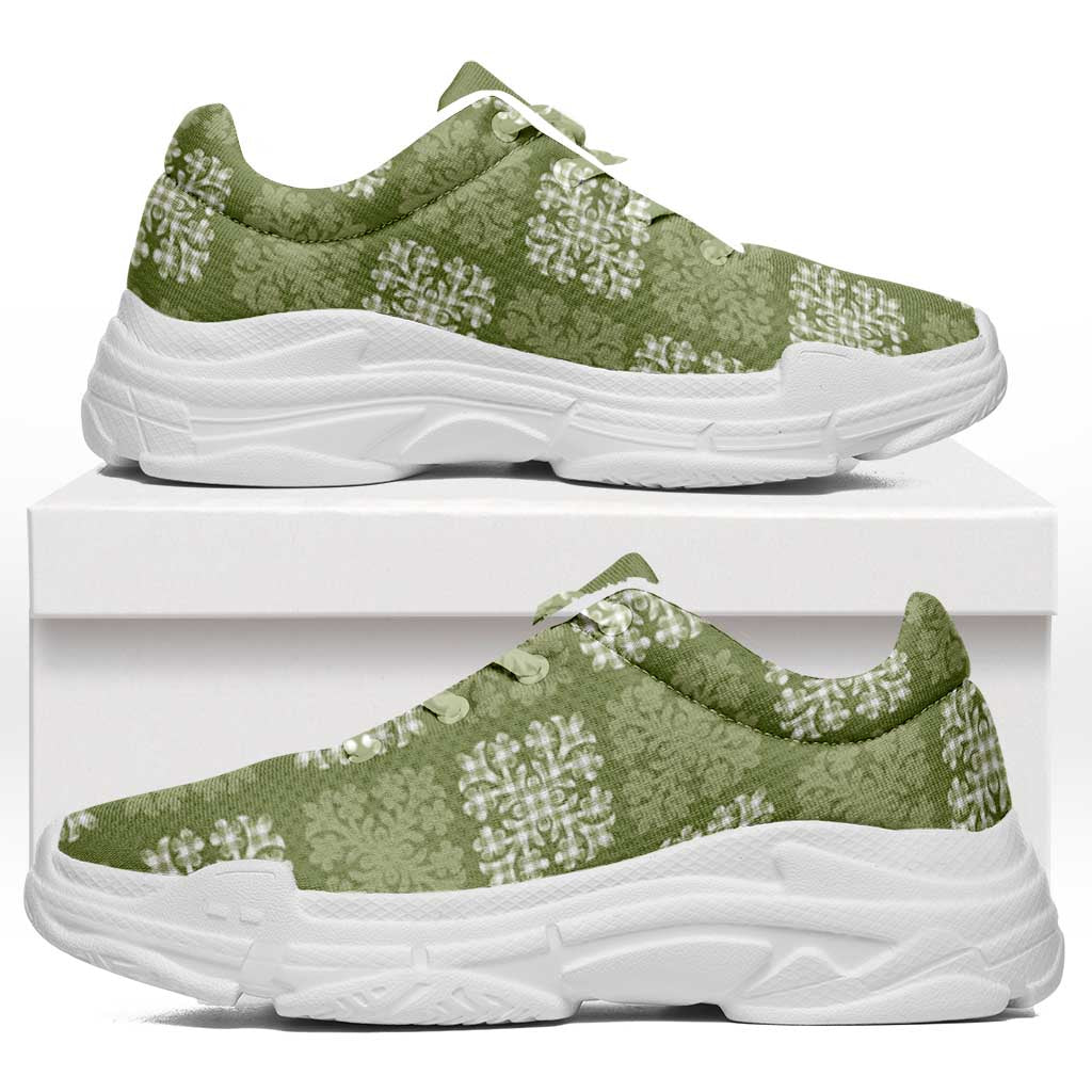 Vesuvian Green Palaka Quilt Hawaii Chunky Sneakers Traditional Hawaii-plaid Pattern LT14 Vesuvian Green - Polynesian Pride