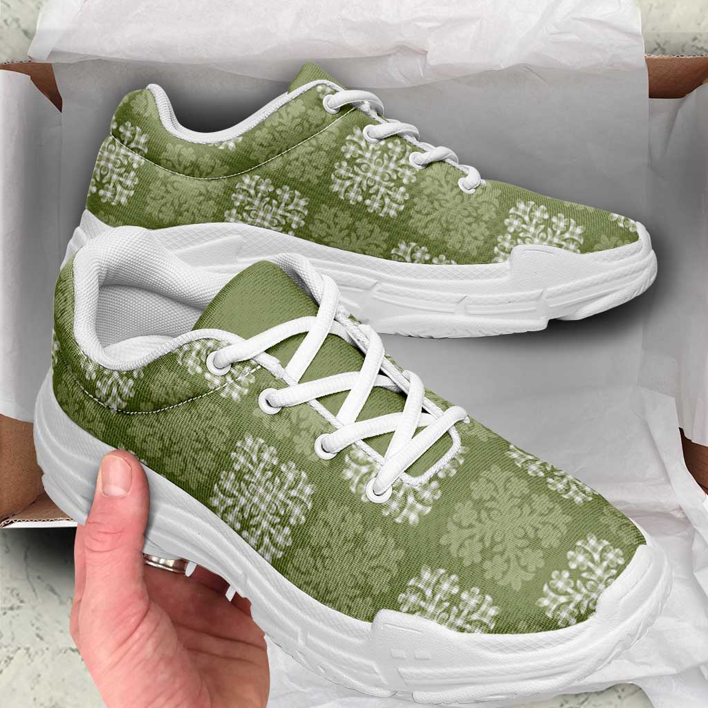 Vesuvian Green Palaka Quilt Hawaii Chunky Sneakers Traditional Hawaii-plaid Pattern LT14 - Polynesian Pride