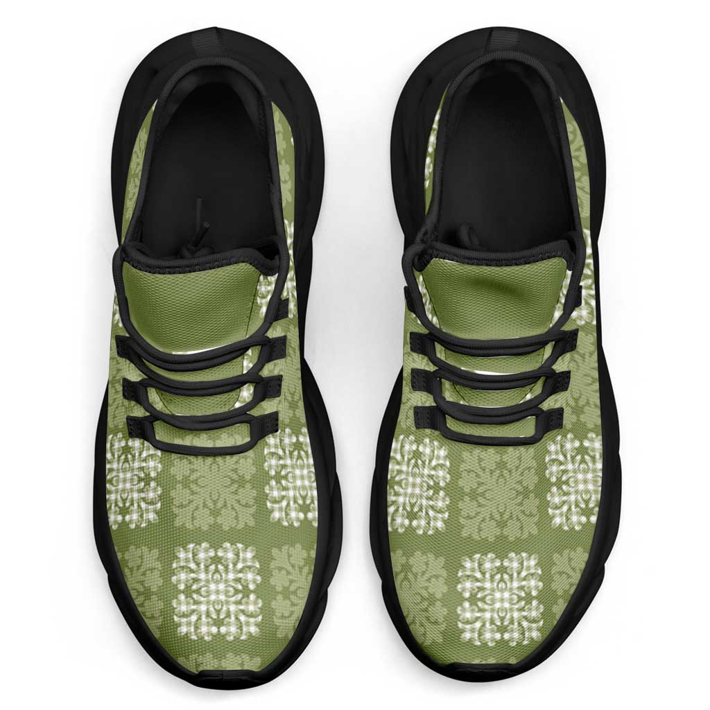 Vesuvian Green Palaka Quilt Hawaii Clunky Sneakers Traditional Hawaii-plaid Pattern - Polynesian Pride