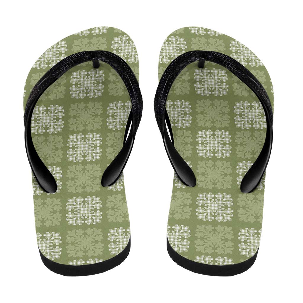 Vesuvian Green Palaka Quilt Hawaii Flip Flops Traditional Hawaii-plaid Pattern - Polynesian Pride
