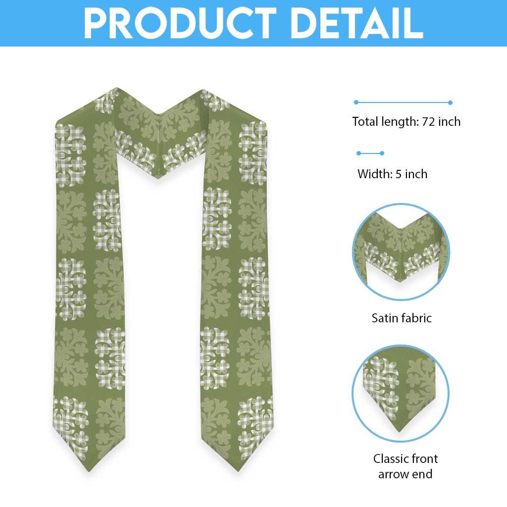 Vesuvian Green Palaka Quilt Hawaii Graduation Stole Traditional Hawaii-plaid Pattern - Polynesian Pride