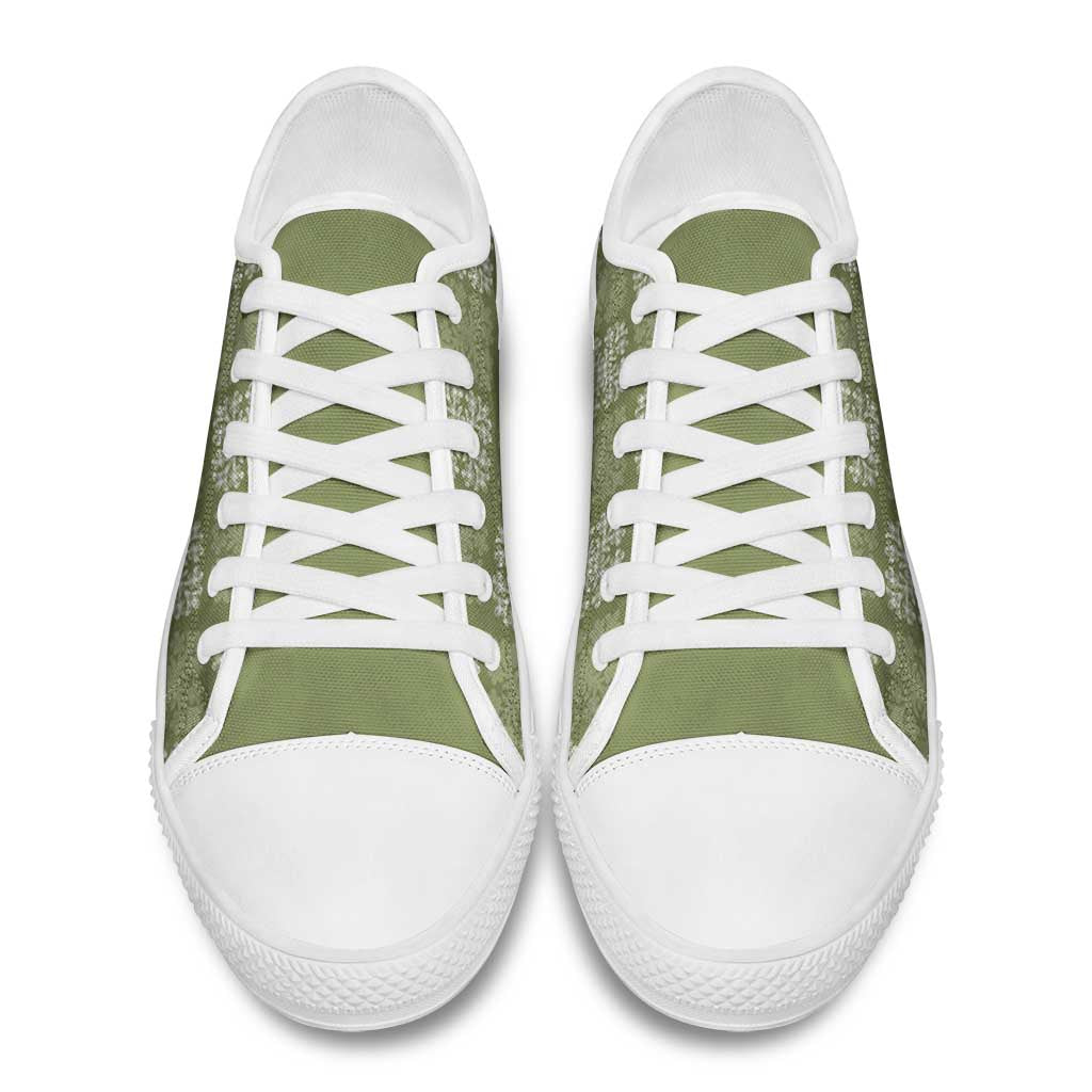 Vesuvian Green Palaka Quilt Hawaii Low Top Shoes Traditional Hawaii-plaid Pattern - Polynesian Pride