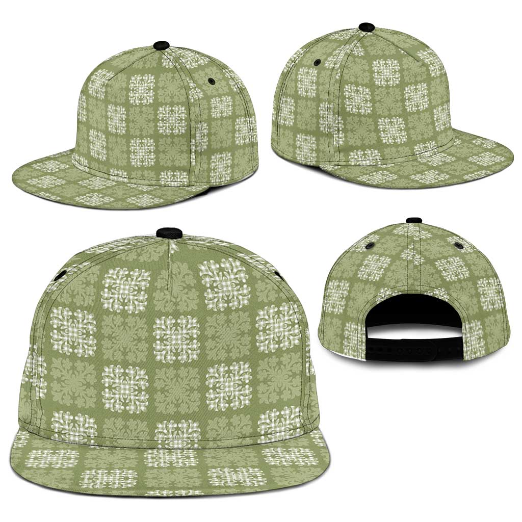 Vesuvian Green Palaka Quilt Hawaii Snapback Cap Traditional Hawaii-plaid Pattern - Polynesian Pride