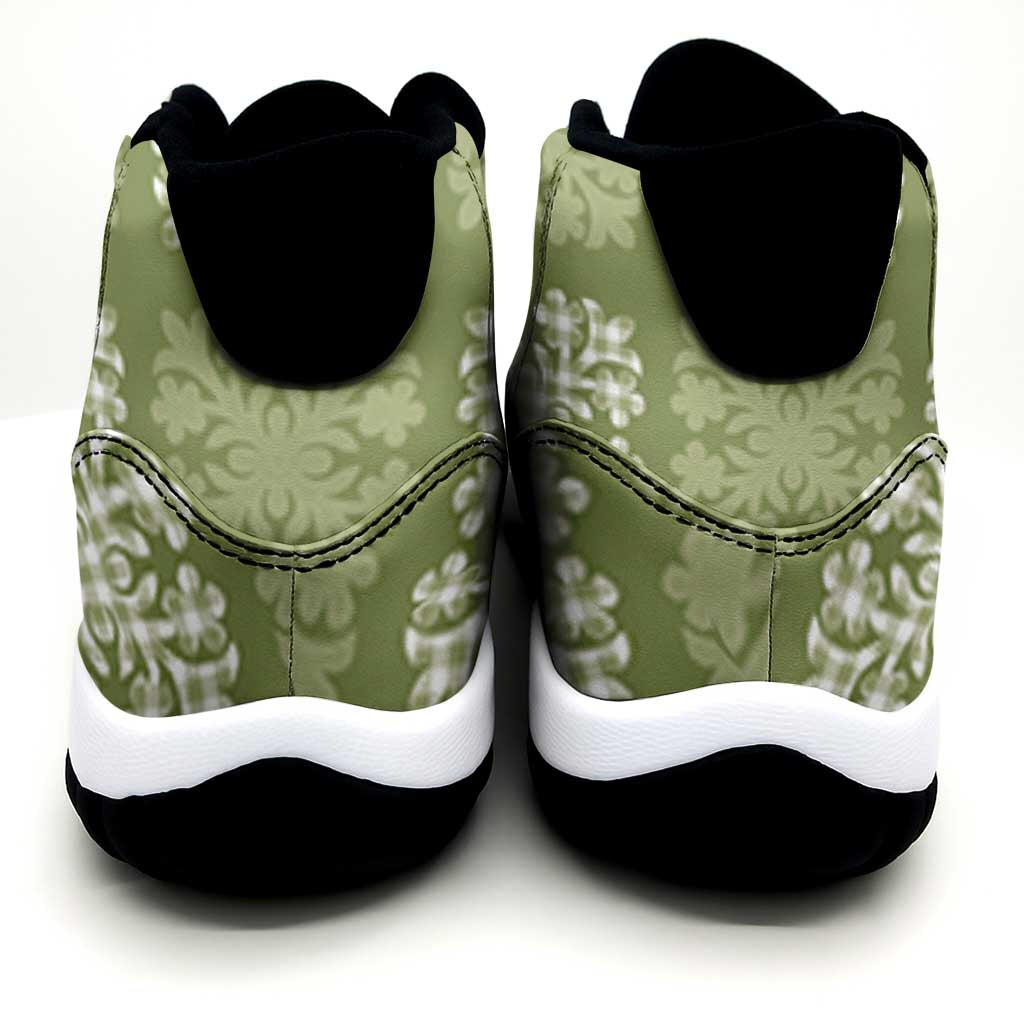 Vesuvian Green Palaka Quilt Hawaii Sneakers J11 Traditional Hawaii-plaid Pattern LT14 - Polynesian Pride