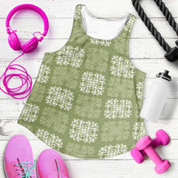 Vesuvian Green Palaka Quilt Hawaii Women Racerback Tank Traditional Hawaii-plaid Pattern - Polynesian Pride