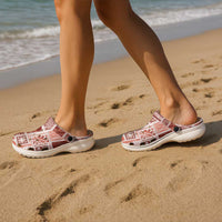 Vintage Aloha Block Quilt Clogs Shoes Red Inspired Lei Motifs - Polynesian Pride