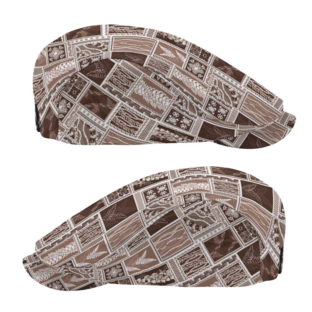 Vintage Aloha Block Quilt Jeff Hat Beige Inspired Lei Motifs - Polynesian Pride