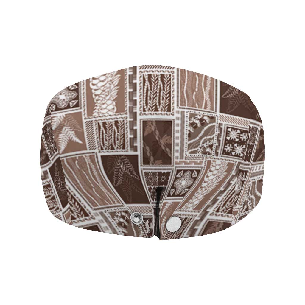 Vintage Aloha Block Quilt Jeff Hat Beige Inspired Lei Motifs - Polynesian Pride