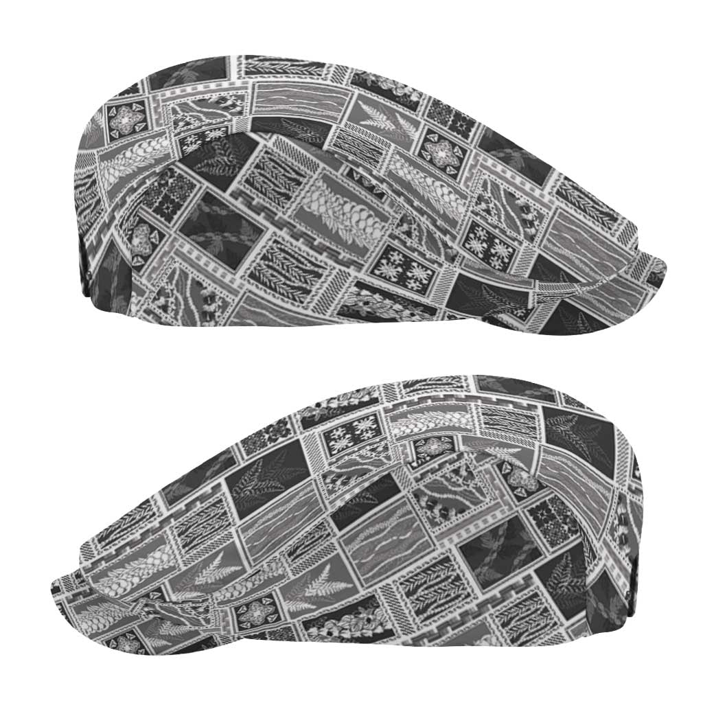 Vintage Aloha Block Quilt Jeff Hat Black Inspired Lei Motifs - Polynesian Pride