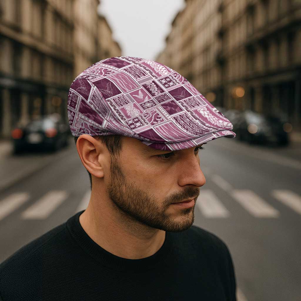 Vintage Aloha Block Quilt Jeff Hat Pink Inspired Lei Motifs - Polynesian Pride