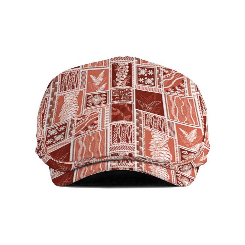 Vintage Aloha Block Quilt Jeff Hat Red Inspired Lei Motifs - Polynesian Pride