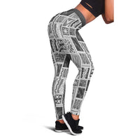 Vintage Aloha Block Quilt Leggings Black Inspired Lei Motifs - Polynesian Pride