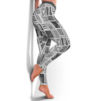 Vintage Aloha Block Quilt Leggings Black Inspired Lei Motifs - Polynesian Pride