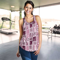 Vintage Aloha Block Quilt Women Racerback Tank Pink Inspired Lei Motifs - Polynesian Pride