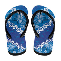 Vintage Blue Polynesia Flip Flops Plumeria Hibiscus Tropical Vibes - Polynesian Pride