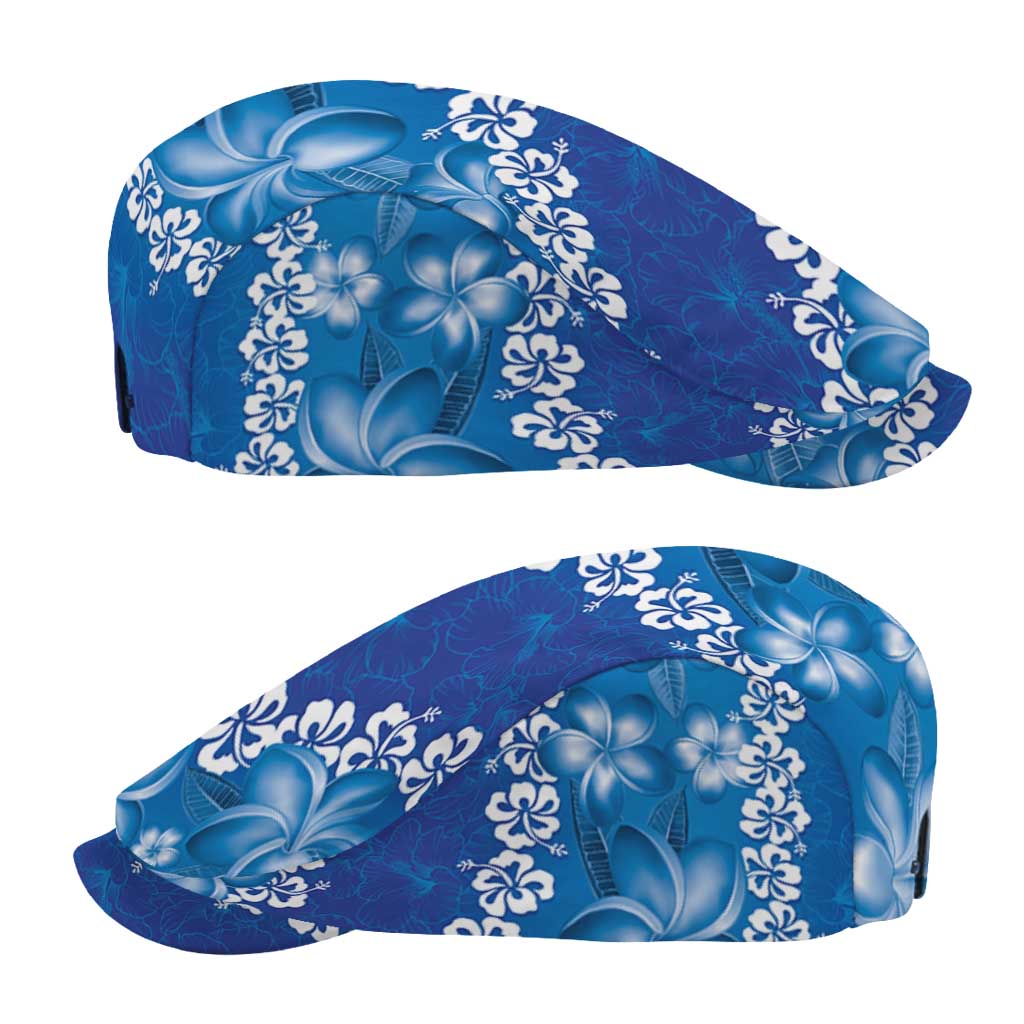 Vintage Blue Polynesia Jeff Hat Plumeria With Hibiscus Tropical Vibes - Polynesian Pride
