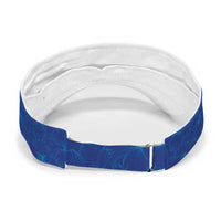 Vintage Blue Polynesia Sun Visor Cap Plumeria With Hibiscus Tropical Vibes