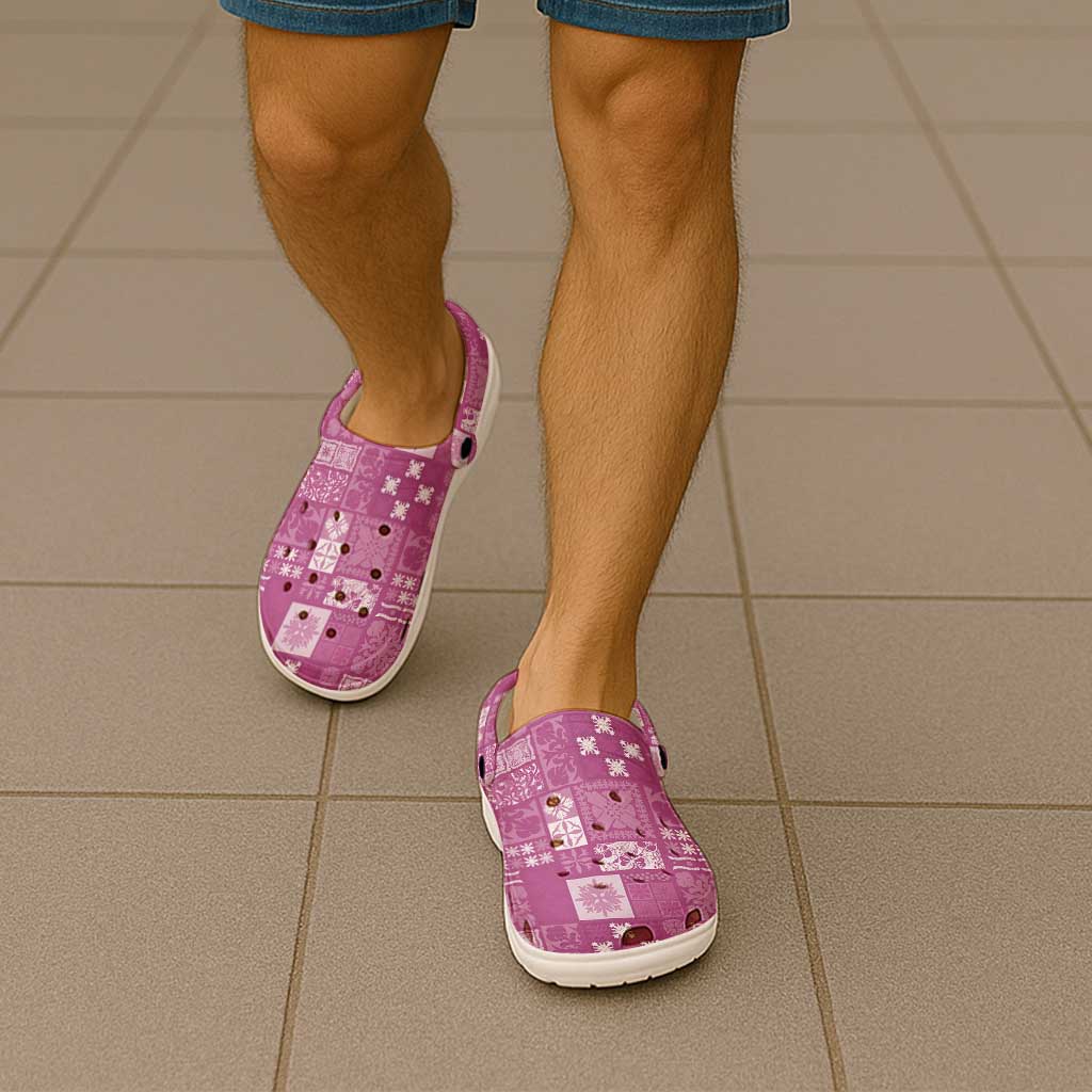 Vintage Hawaiian Quilting Patterns Clogs Shoes Pink Style Tribal Fabric Patchwork - Polynesian Pride