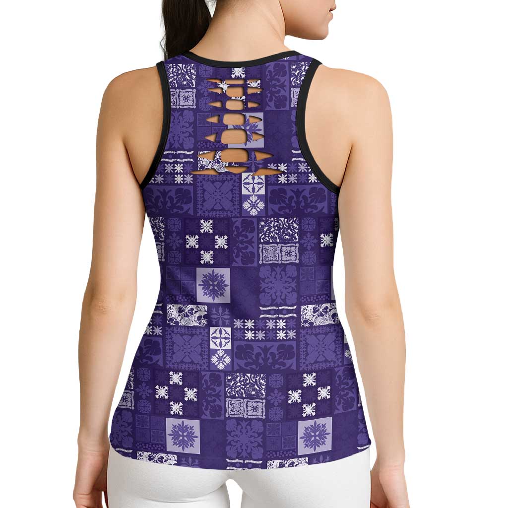 Vintage Hawaiian Quilting Patterns Hollow Tank Top Purple Style Tribal Fabric Patchwork - Polynesian Pride
