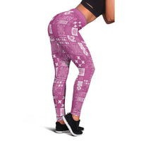 Vintage Hawaiian Quilting Patterns Leggings Pink Style Tribal Fabric Patchwork - Polynesian Pride