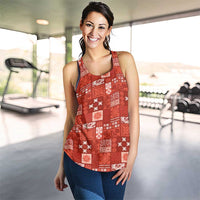Vintage Hawaiian Quilting Patterns Women Racerback Tank Red Style Tribal Fabric Patchwork - Polynesian Pride