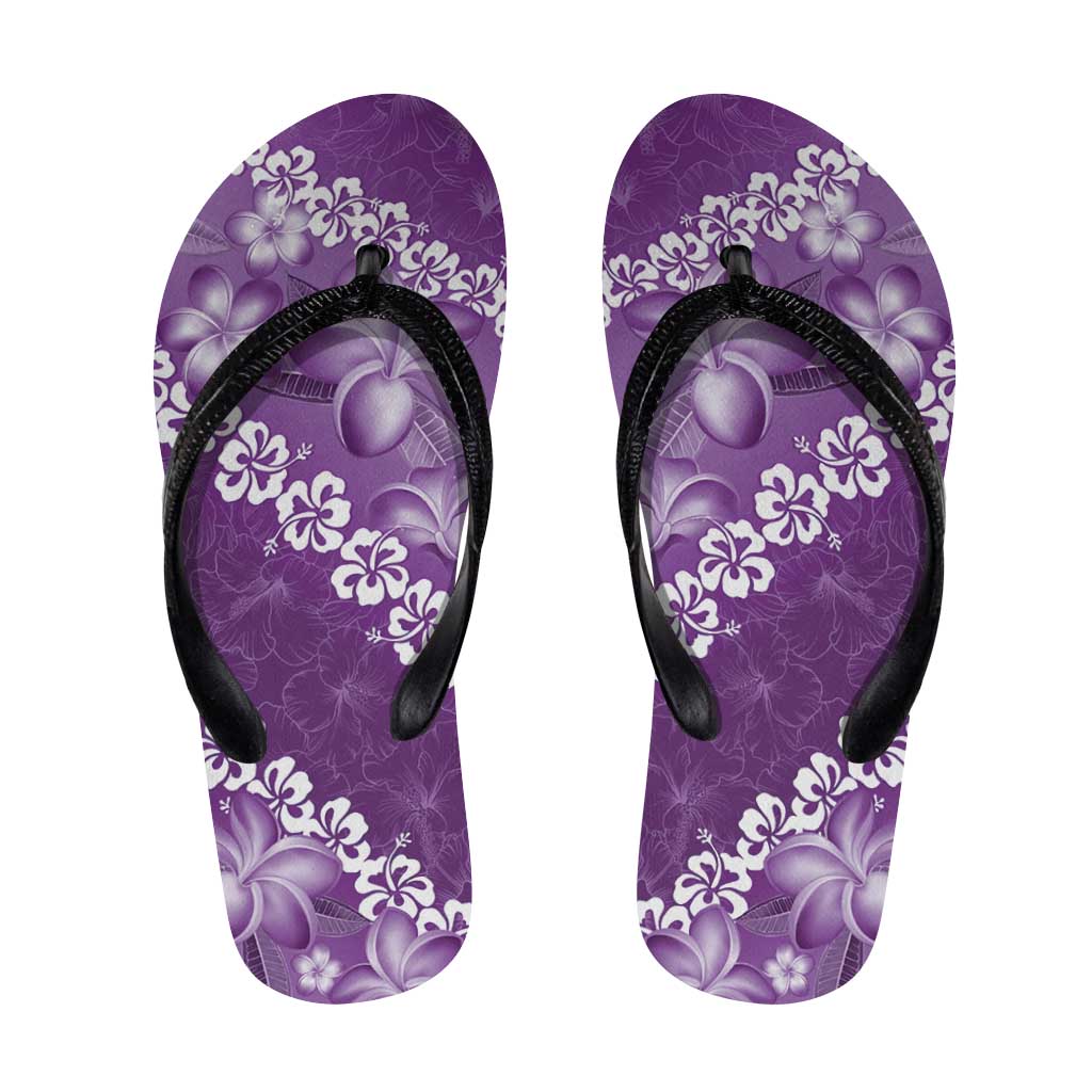 Vintage Purple Polynesia Flip Flops Plumeria Hibiscus Tropical Vibes - Polynesian Pride