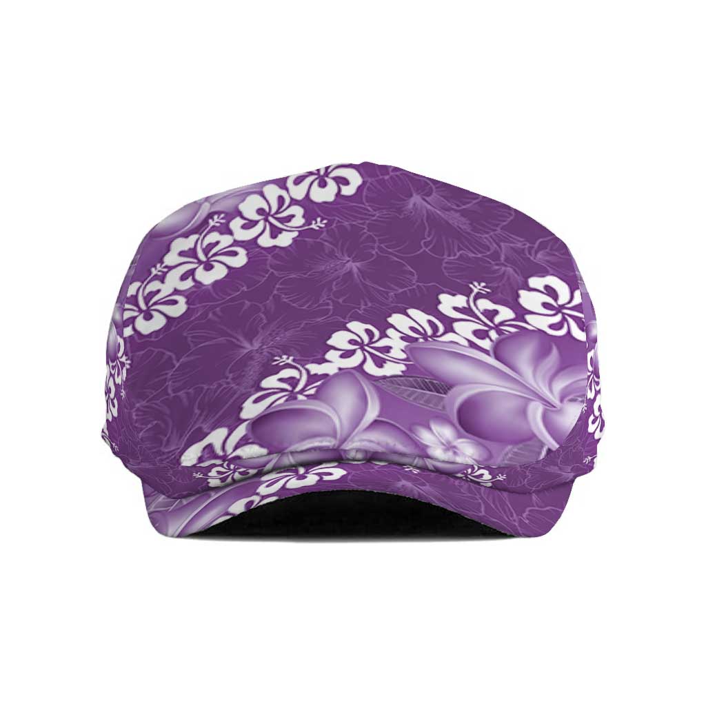 Vintage Purple Polynesia Jeff Hat Plumeria With Hibiscus Tropical Vibes - Polynesian Pride