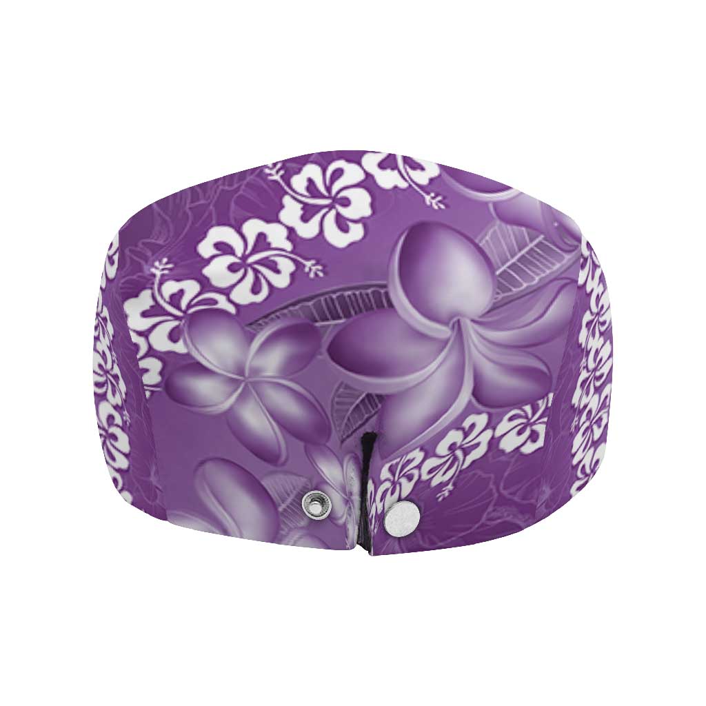 Vintage Purple Polynesia Jeff Hat Plumeria With Hibiscus Tropical Vibes - Polynesian Pride