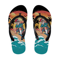 Vintage Santa Claus Surfing Summer Flip Flops Mele Kalikimaka i Iulai!
