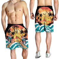Vintage Santa Claus Surfing Summer Shorts for Men Mele Kalikimaka i Iulai!