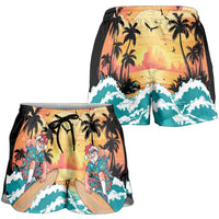 Vintage Santa Claus Surfing Summer Shorts for Women Mele Kalikimaka i Iulai!