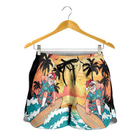 Vintage Santa Claus Surfing Summer Shorts for Women Mele Kalikimaka i Iulai!