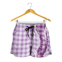 Violet Hawaii Palaka Shorts for Women Hawaiian Honohono Lei LT05 - Polynesian Pride