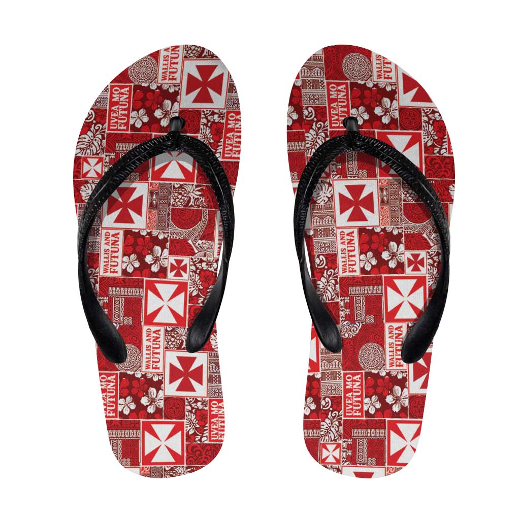 Wallis Et Futuna Kilisimasi Fiefia Flip Flops Pacific Patchwork Xmas Vibes - Polynesian Pride