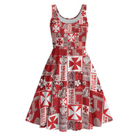 Wallis Et Futuna Kilisimasi Fiefia Midi Dress Pacific Patchwork Xmas Vibes - Polynesian Pride