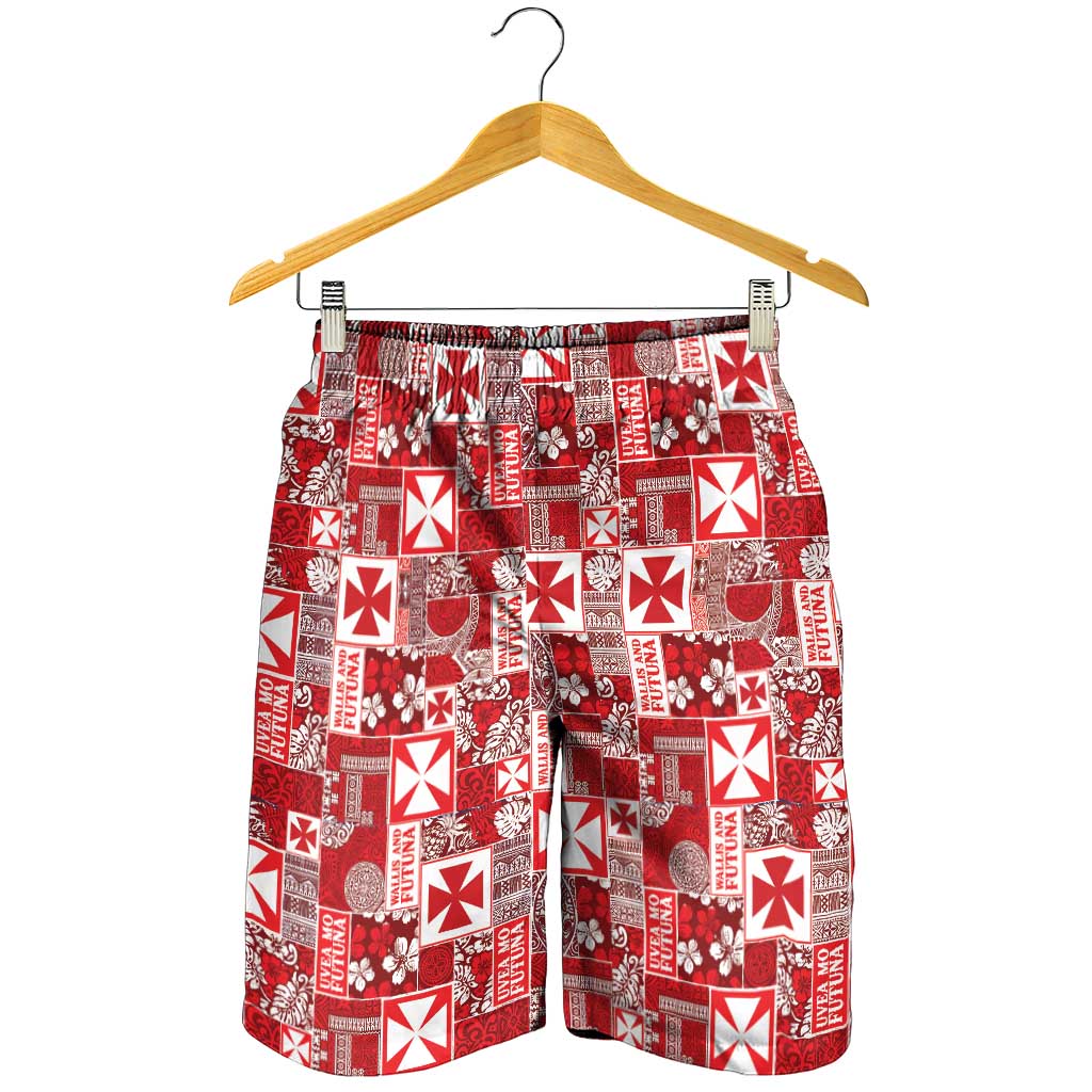 Wallis Et Futuna Kilisimasi Fiefia Shorts for Men Pacific Patchwork Xmas Vibes - Polynesian Pride
